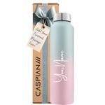 Caspian Astra Customised Stainless Steel Water Bottle 1L, C-Candy with Logo Print - Personalised Water Bottle with Your Name Print for Kids Boys Girls School Office Gym- Perfect for Corporate Gifting