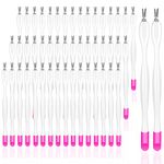 50Pcs Nail Cuticle Trimmer Rubber Nail Cleaner,heemeei Plastic Handle Cuticle Knife, Double End Nail Dead Skin Fork Cuticle Pusher Bulk Nail Art Cuticle Remover Tools for Girls Women and Men-White…