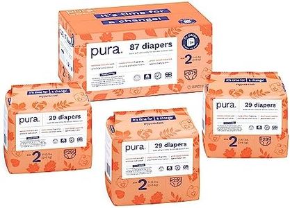 Pura Size 2 Eco-Friendly Diapers (7-13 lbs) Hypoallergenic, Soft Organic Cotton Comfort, Sustainable, Wetness Indictor. Allergy UK, Recyclable Paper Packaging. 3 Packs of 29 Diapers (87 Diapers)