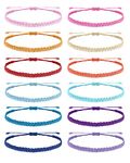 yfstyle 12Pcs Summer Wave Bracelets Adjustable Handmade Waterproof Beaded Anklets Starfish Turtle Infinity Ankle for Women Girls Boho Jewelry for Summer, 11.8, Wax Rope