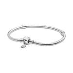 Pandora Moments Women's Sterling Silver Daisy Clasp Chain Bracelet for Charms, Size 19, No Box