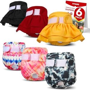 XPCARE 6 Pack Washable Female Dog Diapers - Reusable Doggie Diapers, Highly Absorbent Dog Diapers, Leak-Proof Puppy Diapers for Female Dog in Heat, Period, Incontinence(XL)