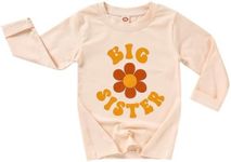 TITKKOP Big Sister Shirt for Toddler Girls Long Sleeve Tops Promoted to Big Sister Clothes Little Baby Announcement Outfits, Beige4, 3-4 Years