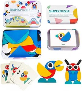 NASHRIO Wooden Jigsaw Puzzles for Girls Boys 3 4 5 6 Years Old, Montessori Educational Games Jigsaw Puzzles Toys with 36 Wooden Shape Puzzles & 60 Pattern Cards Toys Gifts for Kids