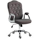 Vinsetto Office Chair, Velvet Computer Chair, Button Tufted Desk Chair with Swivel Wheels, Adjustable Height, Tilt Function, Dark Grey