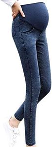 Womens Maternity Jeans Leggings Over Bump Seamless Stretchy Straight Leg Skinny Long Casual Slim Fit Leggings Trousers Pregnancy Pants(Blue,M)