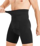 TAILONG Mens Shapewear Tummy Control Underwear Compression Shorts Slimming Body Shaper Leg Boxer Briefs, Black, Large