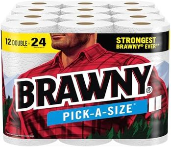 Brawny Pick-A-Size Paper Towels, 12 Double Rolls = 24 Regular Rolls, 2 Sheet Sizes (Half or Full), Strong Paper Towel For Everyday Use