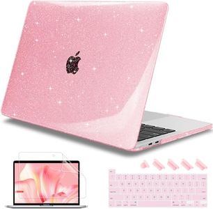 Mektron Glitter Case for 2020 MacBook Pro 13 inch A2338 M2 Compatible 2021 2022 Release M1 A2289 A2251, Sparkly Plastic Hard Shell Cover with Touch Bar Fits Touch ID, Glitter Pink