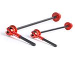 CYCEARTH 40.35g Titanium Bicycle QR Skewer Lever MTB Road Bike Wheel Hub Ultralight Ti-Axis Carbon Fiber Handle Quick Release Skewer (Red)