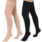 Evolyline Medical Closed Toe Thigh High Compression Stockings for Women & Men with Silicone Band, Firm 20-30 mmHg Compression Socks Graduated Support for Varicose Veins Edema Flight