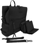 BUNSO Baby Neoprene Diaper Bag, Minimalist Backpack Diaper Bag with Pouch, Changing Pad, and Stroller Straps, Water Resistant and Lightweight Dad Diaper Bag, Diaper Bag Backpack, Black