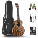 Caramel 26 inch CT905 All Butterfly Bocote Wood Tenor Electric Ukulele Professional Ukelele Kit Beginner Guitar Starter Bundle Strings, Padded Gig Bag, Strap and Wall mount Set