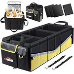 Oasser Trunk Organizer with Cooler Bag Large Car Trunk Organizer for SUV Collapsible Multi Compartment Car Storage Organizer with Foldable Cover, Non Slip Bottom, Adjustable Securing Straps