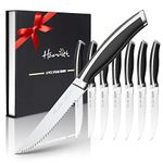 Steak Knives Set of 8, Harriet 4.5" Steak Knives, Full Tang Premium Stainless Steel Serrated Steak Knives Set with Gift Box, Dinner Knives, Midnight Black Handle