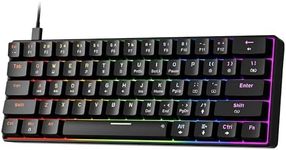 NEWMEN GM611 Gaming Keyboard,60% Percent Mechanical Keyboard 61 Keys LED Backlit Anti-Ghosting Black Keycaps Wired Gaming Keyboard Qwerty for PC, Windows, Gamer, Office, Typists（Red Switches）