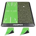 CHAMPKEY Path Feedback Golf Hitting Mat - Pro Nylon Turf and Replaceable Impact Surface Golf Mat - Come with 2 Replaceable Impact Surface, 9 Plastic Tees and Rubber Tee Holder (M (13" x 17"))