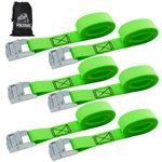 XSTRAP STANDARD Cam Buckle Straps 6PK 8FT Powersports Tie-Downs 1-Inch Green Lashing Straps with Carry Bag, Best for Securing Cargo, Luggage, Kayak