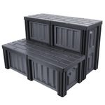 [2024 Upgrade] AOSYCO Hot Tub Steps Outdoor Stairs No Drill No Screws Sturdiness Spa Steps for Outside Patio Hottub Non Slip Premade Tow Step Easy Install Stone Gray