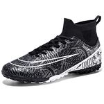 Biayvisas Indoor Soccer Cleats Turf Soccer Shoes Men Women TF Football Boots Adult Wide Training Shoes Youth, Turf Black, 11 Women/9 Men