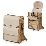 PICNIC TIME Corsica Wine and Cheese Picnic Basket, Wine Tote Bag, Gift for Wine Lovers, (Beige Canvas)