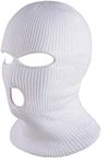 3 Hole Winter Knitted Mask, Outdoor Sports Full Face Cover Ski Mask Warm Knit Balaclava for Adult, White, One Size