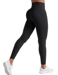 YEOREO Workout Leggings with Pockets for Women Butt Lifting Tummy Control High Waist Gym Yoga Compression Pants Black M