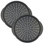 Salter COMBO-9141 Megastone Pizza Pan – 2 Pack, 36 cm Non-Stick Perforated Crisper Tray With Handles, Large Oven Baking Tin For Pizzas, 12-Inch Carbon Steel Chip Tray, PFOA-Free, Oven Safe Up To 220°C