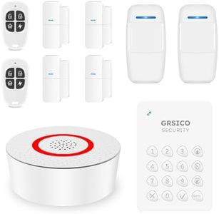 GRSICO Wireless Home Alarm System 10-Piece Kit, WiFi Alarm System for Home Security with Phone APP Alert (Alarm Siren, Keypad, Remote, Motion, and Door Sensors) for Home, Apartment, Work with Alexa