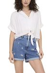 ONLY Women's Onlpaula Life S/S Tie Shirt WVN Noos Blouse, White, M