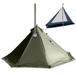 Camping Hot Tent with Wood Stove Jack 1 Person Winter Teepee Tent 4 Season Backpacking Tent for Survival Hunting Military Fishing