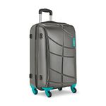 Safari Crypto 77 Cms Large Check-in Polycarbonate Hard Sided 4 Wheels Smooth Wheels Spinner Luggage/Suitcase/Trolley Bag- Gunmetal Grey, Small, Medium