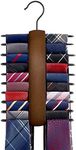 Mkono Wooden Tie Rack Retro Belt Storage Hanger Organizer for Men Closet Space Saving Rack with 20 Non-Slip Hooks for Ties Belt Scarf Organizer 360 Rotate Hanger Tie Display Holder, 1 Piece, Brown