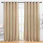 NICETOWN Room Darkening Curtains for Room Divider, Grommet Thermal Curtains Light & Sound Reducing Window Treatments for Sliding Glass Door, W66 x L110, Biscotti Beige, 2 Panels