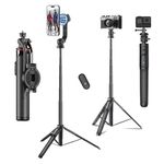 Kratos Magnetic Tripod Stand Reinforced 53"/ 135 CM Long Magsafe Tripod Stand, 360° Rotation, Bluetooth Remote for Selfie, Vlogging, Travel & Compatible with iPhone, Smartphones, Gopro, Ringlight