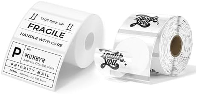 3x2 Inch White Thermal Labels+2 Inch Transparent Circle Self-Adhesive Waterproof Thermal Label