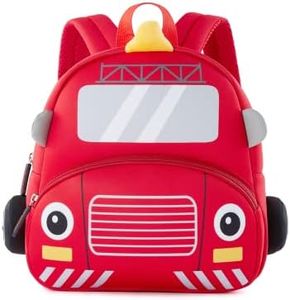 KK CRAFTS Preschool Backpack Toddler Neoprene Animal Schoolbag Lunch backpack for Kids Boys Girls, Fire Engine, Pre-k-10.2"H (Can't Fit Folder), Daypack Backpacks