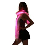 Led Scarf Light Up Boa Glow Fur Scarves White Faux Furs For Rave Dance Party Men, Women, Rgb Strip Scarf, One Size