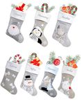 Hoolaroo Personalised Christmas Stockings – Custom Silver Name Embroidered Christmas Stocking w/Satin Lining - Snowman Design (40cm) Personalised Stocking Xmas Decorations