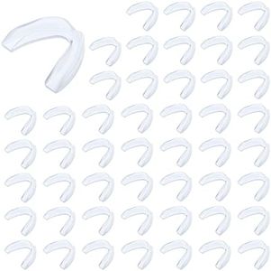 Kathfly 50 Pcs Football Mouth Guards Bulk Pro Sports Mouth Protection Silicone Athletic Mouthguard Gum Teeth Armor for Boxing Basketball Football Hockey Karate Rugby Match(Clear)