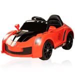 Leotoon Rambo Lambo Kids Car | 2B 6V/5AH Battery | 2M 12V/15000 RPM Motor | Foot Accelerator | USB/MP3 Interface | Educational Rhymes | LED Light | English Music | BIS Certified | (Red) (3-8 Years)