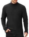 COOFANDY Mens Slim Fit Turtleneck T Shirt Casual Undershirts Crewneck Basic Sweater Long Sleeve Pullover Sweater Black