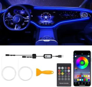 Interior Car LED Strip Lights with Wireless APP & Remote Control, RGB 2 in 1 Car Ambient Lighting Kit with 158 Inches Fiber Optic, Inside Neon Dash Strip with Music Mode