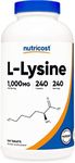 Nutricost L-Lysine 1000mg, 240 Tablets - Gluten Free, Non-GMO, and Vegetarian Friendly