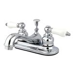Kingston Brass KB601PL Restoration 4-Inch Centerset Lavatory Faucet with Porcelain Lever Handle, Polished Chrome