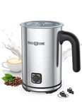 Milk Frothers, 4-in-1 Electric Stainless Steel Milk Steamer, Paris Rhone 10.1oz/300ml Milk Warmer, Automatic Hot/Cold Foam Maker for Latte, Cappuccino, Macchiato, Hot Chocolate,Silver