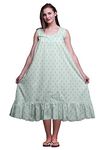 Bimba Pastel Mint Floral Rose Printed Cotton Nightgowns for Women Sleeveless Gown Sleepwear Maxi Dress Large