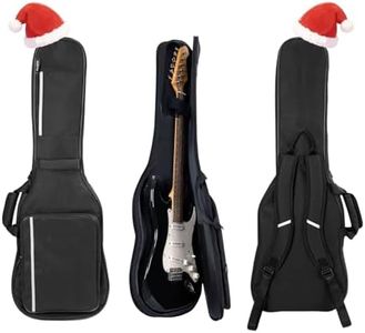 VEKTO Electric Guitar Gig Bag Padded Soft Guitar Case with 900D Waterproof Fabric, 2 Storage Pockets, Adjustable Backpack Straps, Portable Lightweight Guitar Bag, Black