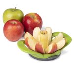 Progressive International Prepworks Wedge and Pop Apple and Pear Slicer, 8 Slices, Attached Safety Cover Protect Fingers While in-Use and Blades While in Storage,Gray/Green