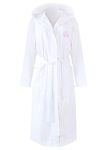 Luxury Turkish Hooded Non-pilling Bathrobe for Women - Soft Terry Cloth Robe for Ultimate Comfort and Style - Crescentt (White Hooded - M/L)